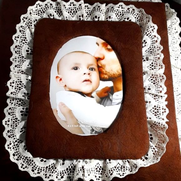 Vintage Hazelnut cloth photo album with lace 12×10in. Brand-NEW - Picture 3 of 9